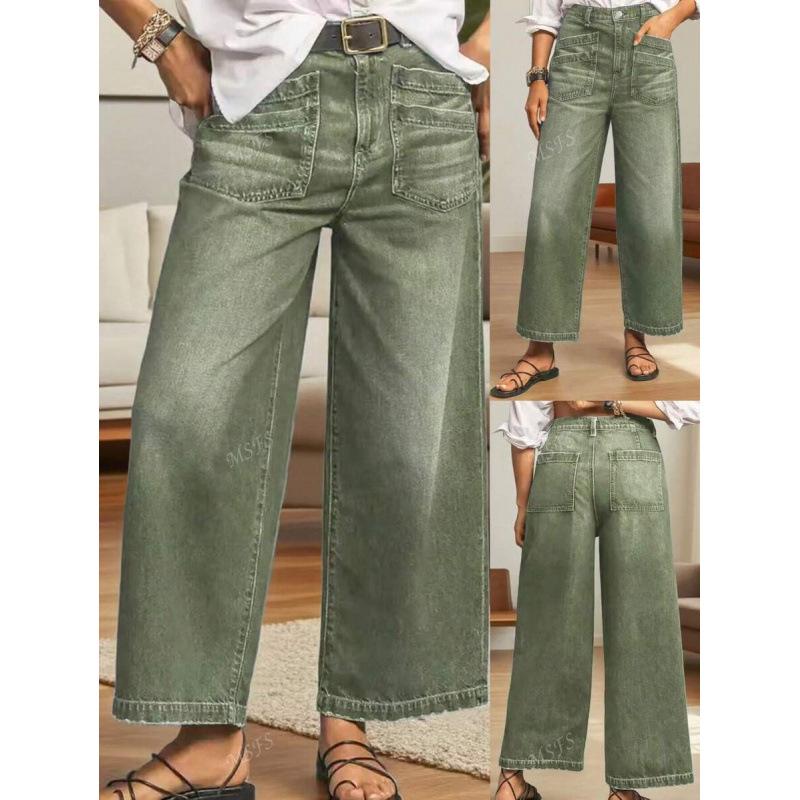 Q 92322 Plus Size Wide Leg Cross-Border Jeans