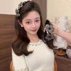 Elegant Diamond Hair Clip  Three-Dimensional Flower Headband Handmade Sparkling Hair Hoop Lady Hair Accessories