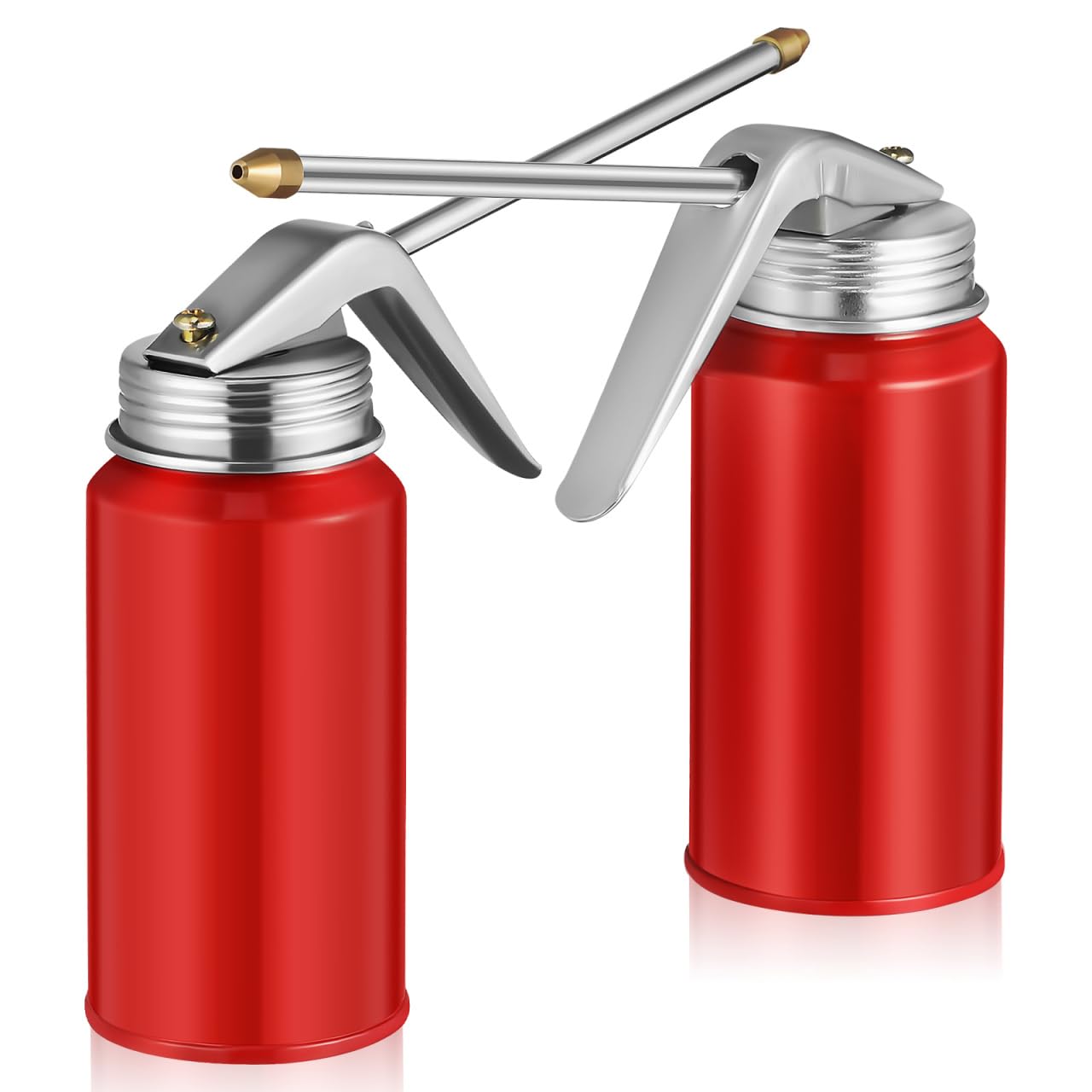 

PLAFOPE Set of 2 High-Pressure Manual Pump Oil Cans for Cars, Metal Oil Dispenser, 17x12.5x5.5cm, Portable Oil Filler Pot