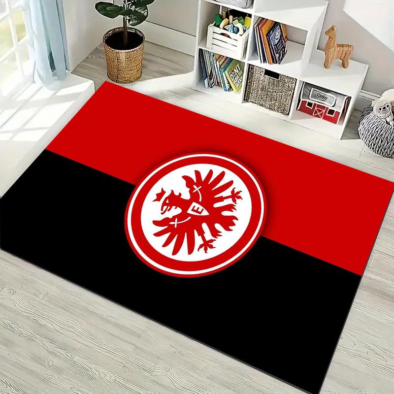 Eintracht Frankfurt Half Red Black Eagle Logo Rug, Non Slip Floor Mat for Living Room Bedroom Home Decor