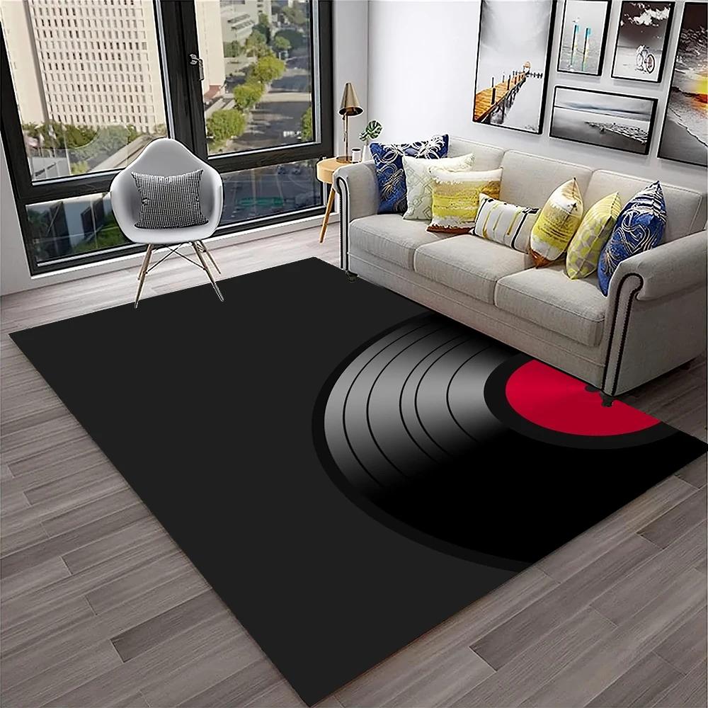3D Retro Vinyl Record Music Art Carpet Rug for Home Living Room Bedroom Sofa Doormat Decor,Kid Play Area Rug Non-slip Floor Mat