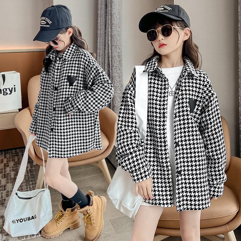 Children's Jacket Spring and Autumn Korean Version of Girls Plaid Long-sleeved Windbreaker Children's Shirt Jacket
