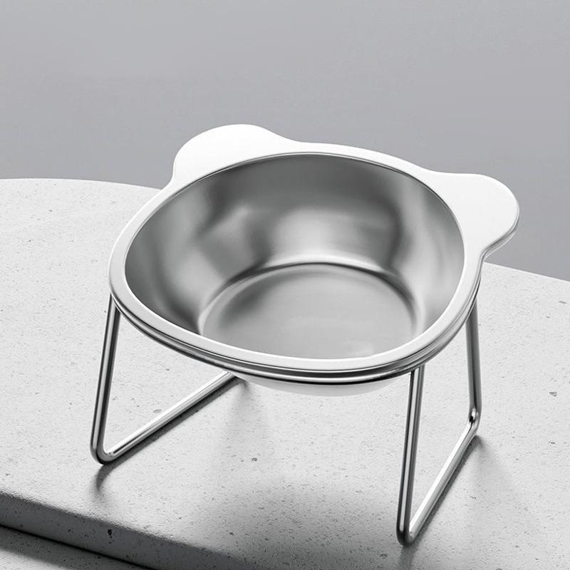 

Stainless Steel Pet Bowl with 15° Elevated Design Tilted Neck Guard Healthy Feeding Anti-Chin Acne Neck Support for Cats Dogs
