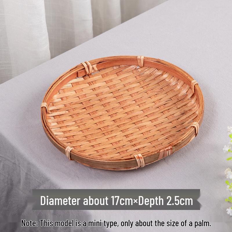 Small Handmade Bamboo Weaving Round Basket for Snacks, Pastries, or Candy