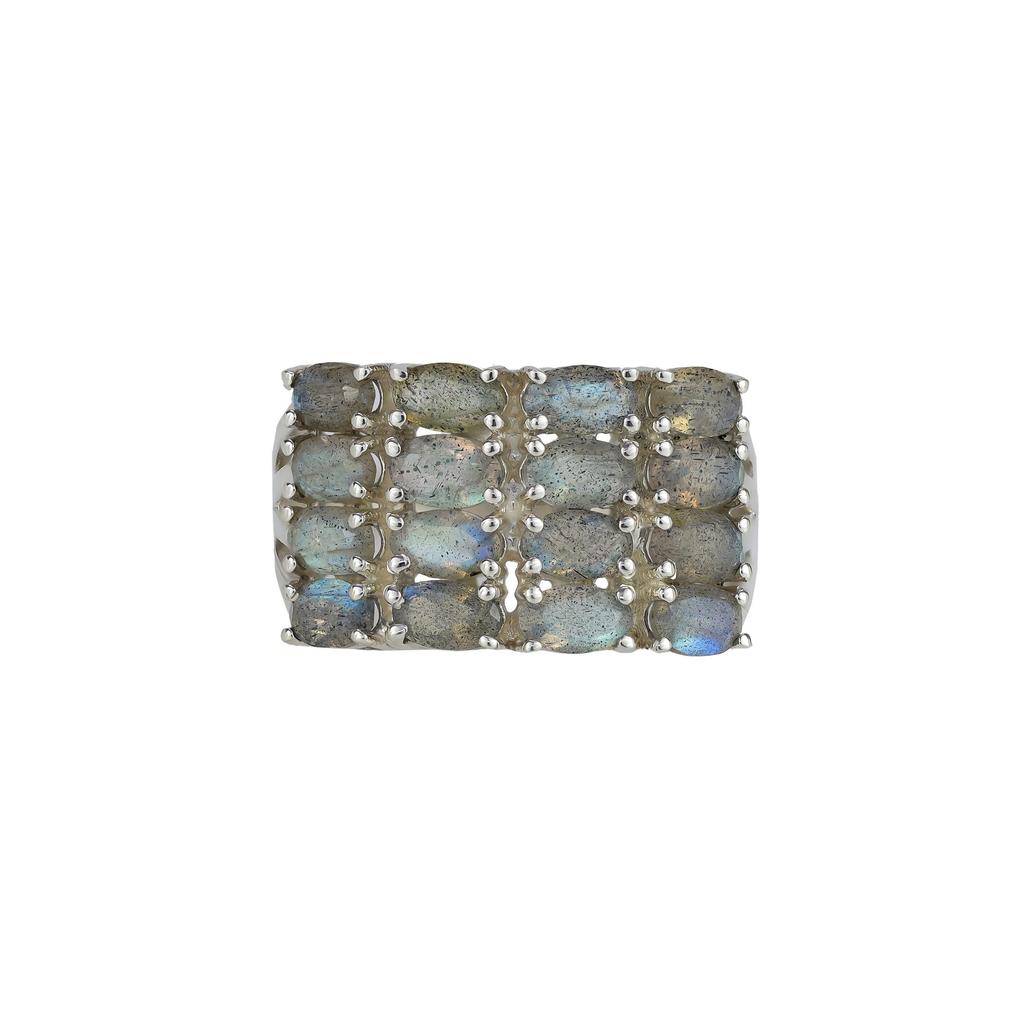 Sterlingsilber Ring mit mehreren Edelsteinen: Granat, Topas, Mondstein