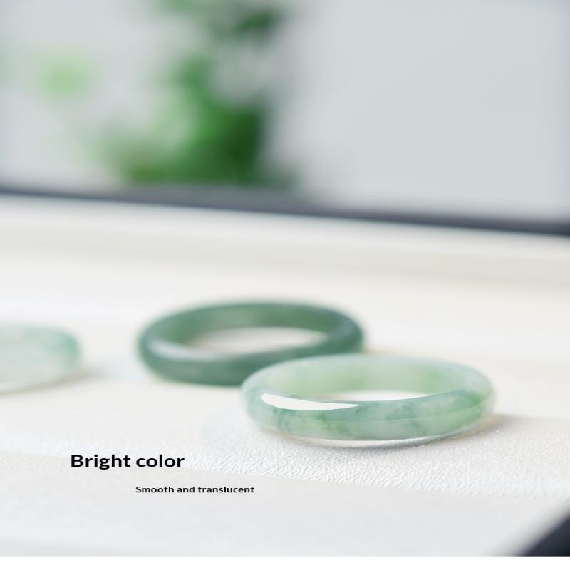 1 Pcs A Grade Jadeite Ring For Men And Women White Ice Type Finger Ring Simple Style Unisex Ring