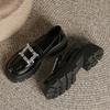 Mode Plateau-Loafer mit dicker Sohle Damen Glitzernde Kristall-Flats Kleine Lederschuhe Damen Klobige Absätze Oxfords Uniform JK Sneaker