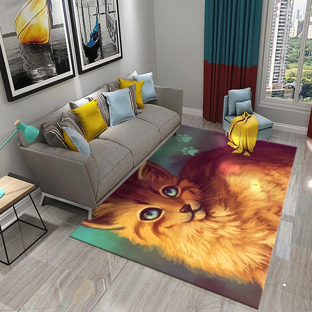 3D Cute Fantasy Cartoon Cat Carpet for Bathroom Kitchen Entrance Anti-Slip Mats Bedroom Doormat Living Room Welcome Decor Mats