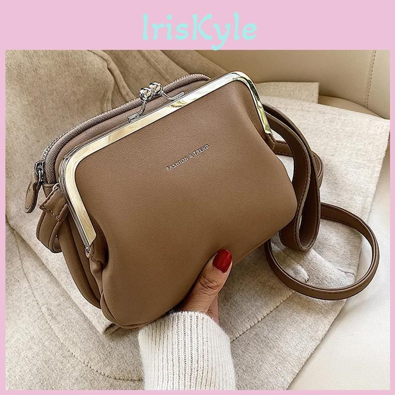 Shoulder Color Bag Solid Simple Female Pu Leather Crossbody Bag Fashion New Clip Messenger Bag Lady Handbag Purse