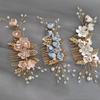 Handmade Floral Hairpiece with Crystal Wedding Hair Comb for Bride or Bridesmaid Ethnic Style Headwear Accessories
