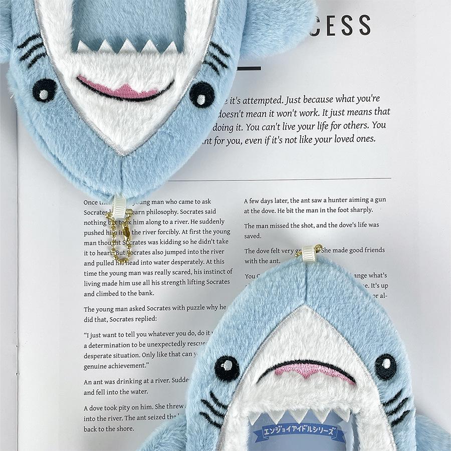 Cute Shark Plush Card Holder: Idol Photo Protector & Stuffed Toy Pendant