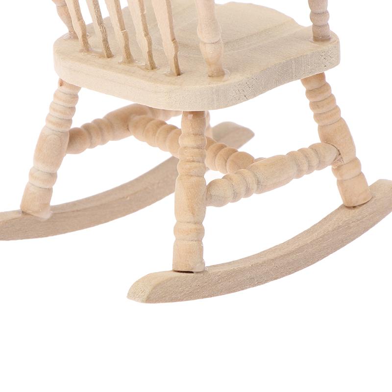 1/12 Domeček pro panenky Miniaturní Dřevěné Mini Houpací Křeslo Model Hračka Nábytek Doplňky