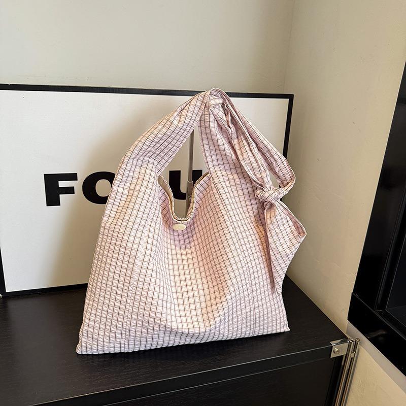 Taschen Lazy Wind Canvas-Taschen Literarische Nische Achseltaschen Neue Karomuster-Taschen Mode Schultertaschen