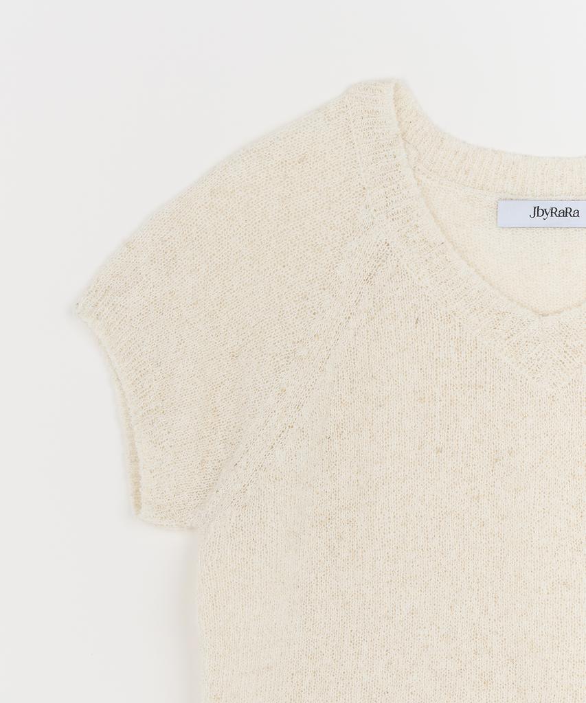 JBYRARA V-Boucle Short Sleeve Knit_Beige