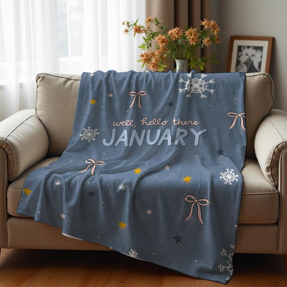Blue Base Tiny Wildflower Cartoon Anime Print Flannel Blanket Soft Warm Throw for Kids Bedroom Sofa Christmas Office Car