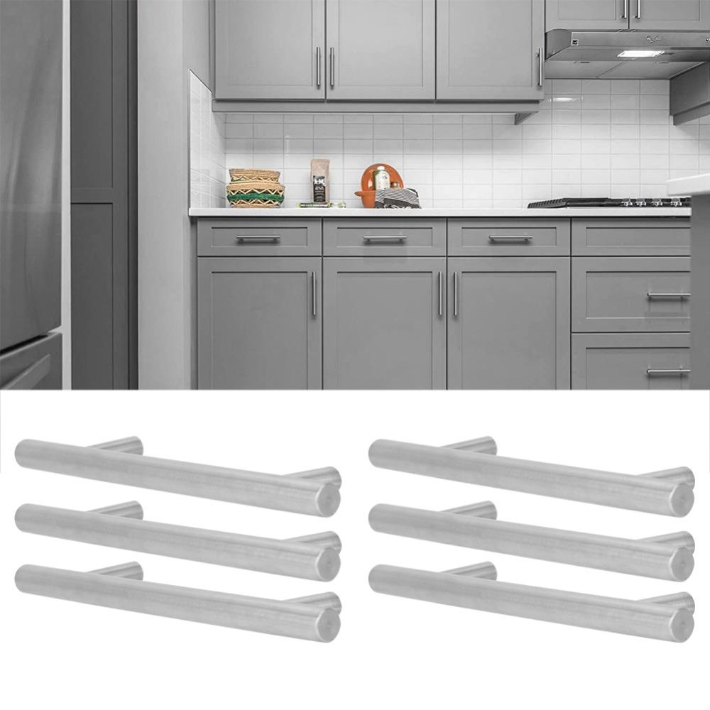 6pcs Easy Install Drawer Pulls Silver Bar Handles Durable Cabinet Handles Wardrobes