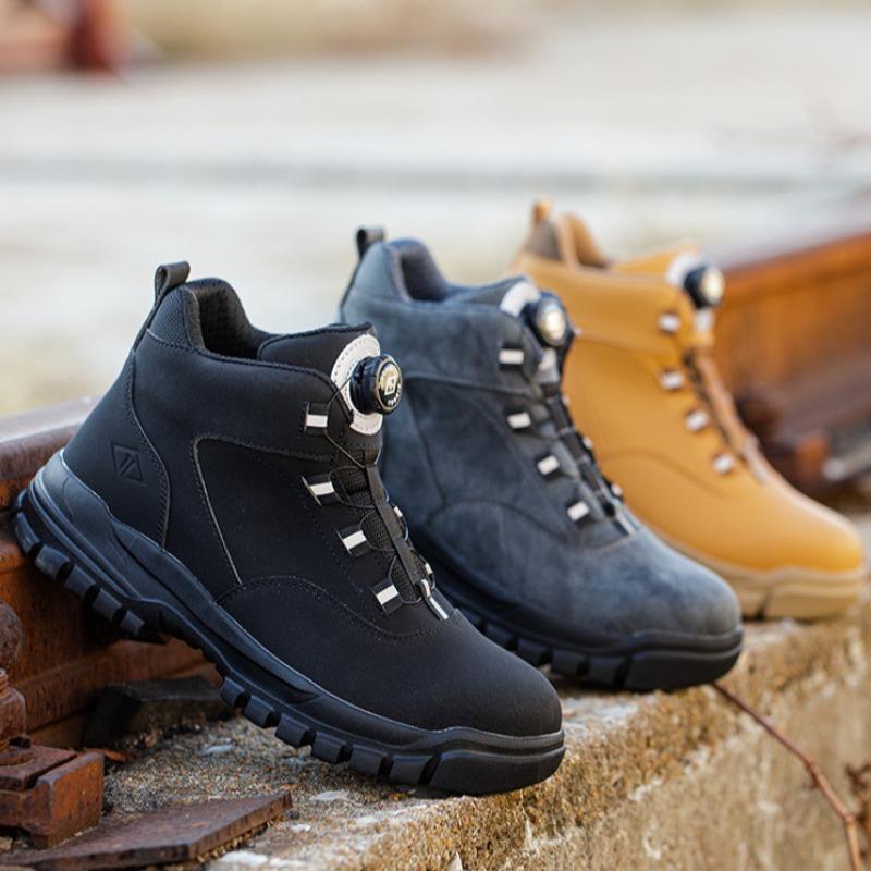 Men Mountaineering Non-slip Wear Resistant Safety Work Shoes Anti Smashing Anti-puncture Rotating Buttons Labor Protection Boots