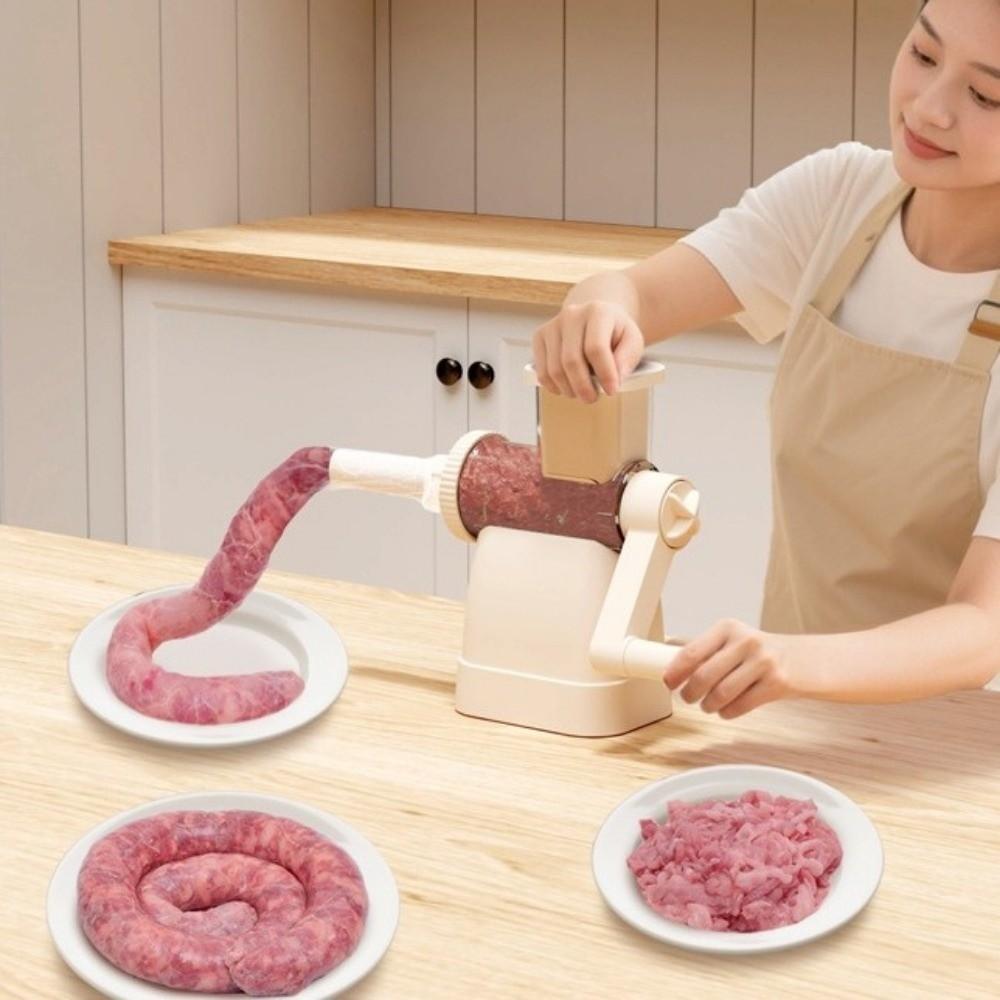 Manual Operation Manual Sausage Maker Large Capacity with 4 Filling Nozzles Hand Cranked Stuffing Machine Fast Filling