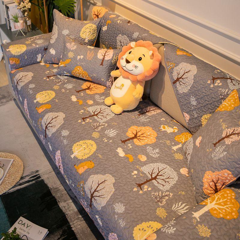 

Nordic Modern Minimalist Cotton Sofa Cushion Non-Slip Fabric Cotton Forest Paradise 45*45 pillow core