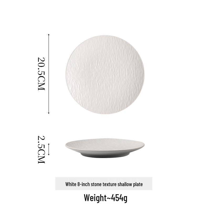 Frosted Stone Pattern Ceramic Plate - Large Nordic Luxury Flat Dinner Plate for Steak