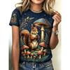 Summer Ladies Squirrel 3D Printed Crew Neck T-Shirt