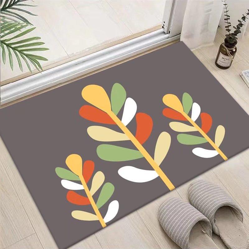 Entrance Door Carpet Floor Mat Home Bedroom Bedside Carpet Printed Carpet Plant Pattern Entrance Foot Mat
