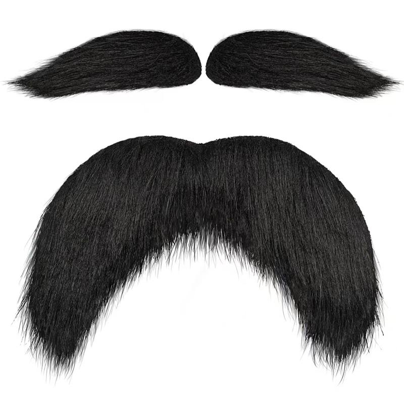 Mustache And Eyebrows Set Self Adhesive Beard Moustache Cosplay Costume Accessories For Kid Adult