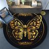 Golden Butterfly Round Area Rug,Carpet Rug for Living Room Bedroom Sofa Playroom Decor,Non-slip Floor Mat