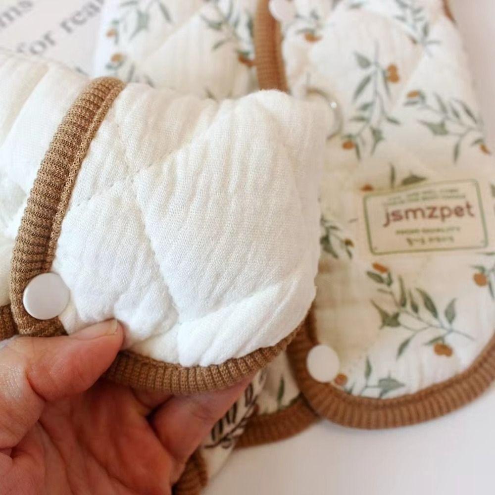 Cute Rabbit Printed Pet Dog Clothes Cat Clothes with Velvet Jacket Teddy Bear Coat Thickened Pet Supplies Puppy Clothes Vest