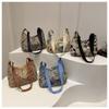 Casual Vintage Crossbody Bag Printed Pattern Half Moon Shape Shoulder Bag Texture Messenger Bag for Women