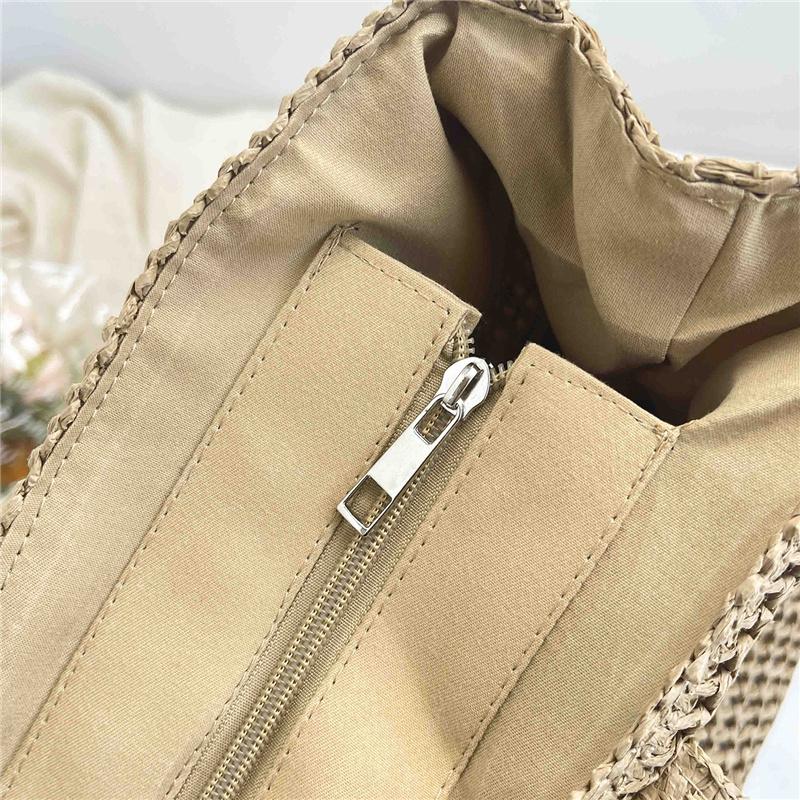 Stylish Woven Tote Bag for Women Embroidered Straw Handbag with Large Capacity and Casual Design