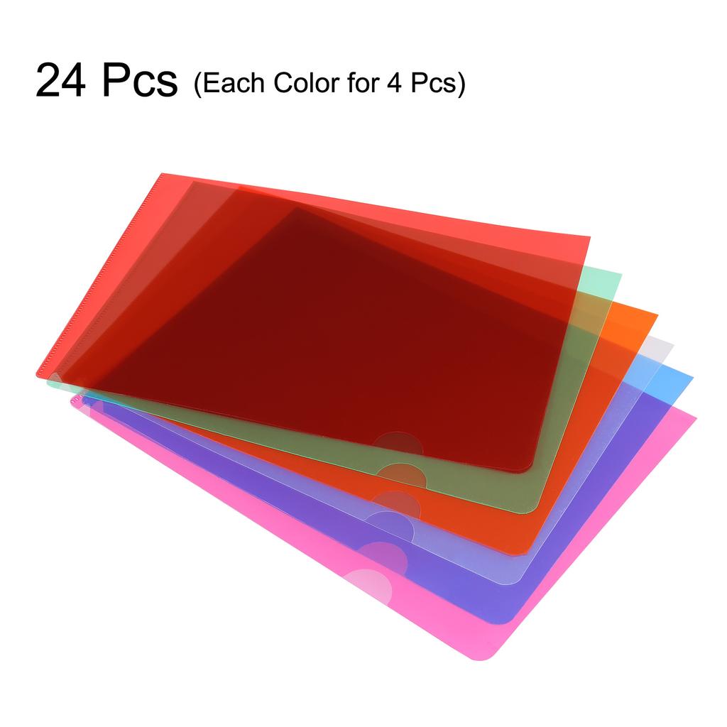 12/24Pcs L Type Folders A4 Plastic File Project Pockets File Folder Clear Paper Document Jacket Sleeve School Office Supplies