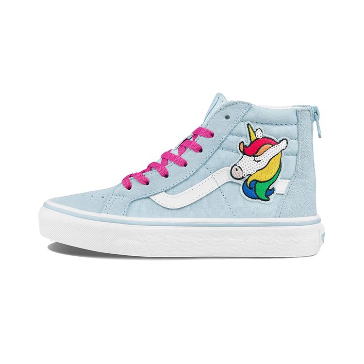 Vans Sk8-Hi Zip Kids Sequin Patch - Unicorn Kids Sneakers Blue Ballad-Blue True-White VN0A4BUX34C