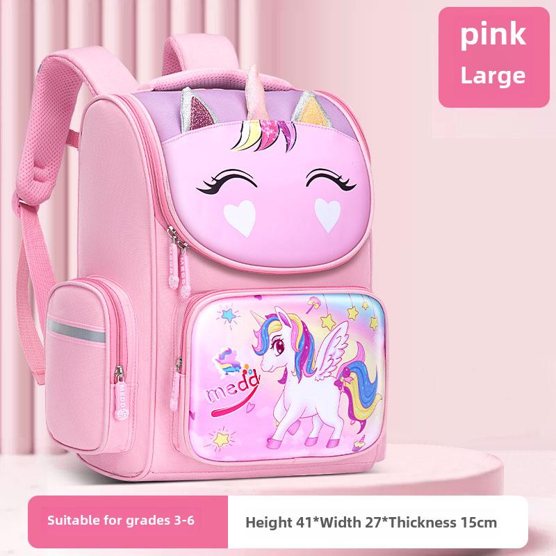 Unicorn Spine Protection Lightweight Backpack for Elementary School Girls (Grades 1-6)