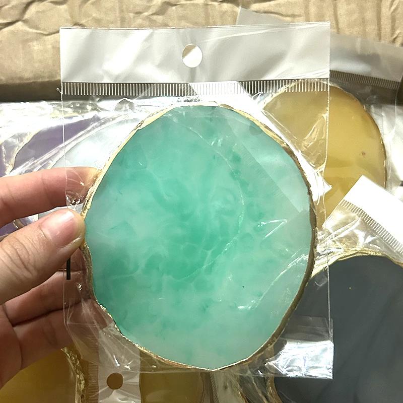 1PC Runde Harz Achat Stein Nail art Palette Falsche Nagel Tipps Mischen Farbe Zeichnung Palette Gel Polnisch Display Regal maniküre Werkzeug