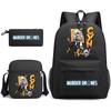 3pcs Set Murder Drones CYN Backpack,Shoulder Bags, Pencil Bag, Boy Girl Cartoon School Backpack Students Lightweight School Bags