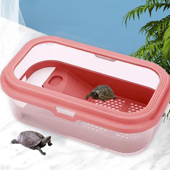 Pet Breeding Tank with Bask Platform Double Layer Large Capacity Stable