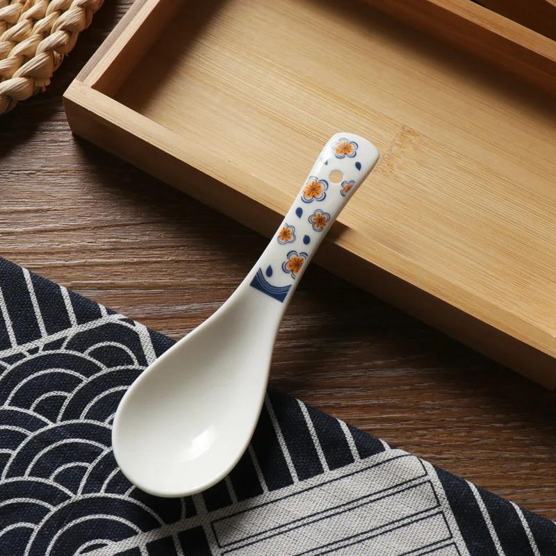 

Four Season Cartoon Ceramic Spoons Chopsticks Cute Creative Household Spoon Petal Patten Chopsticks Kitchen Supplies Tableware