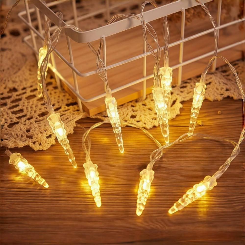 LED Battery-Powered Icicle String Lights - Waterproof, Decorative, Multicolored for Outdoor Camping Atmosphere