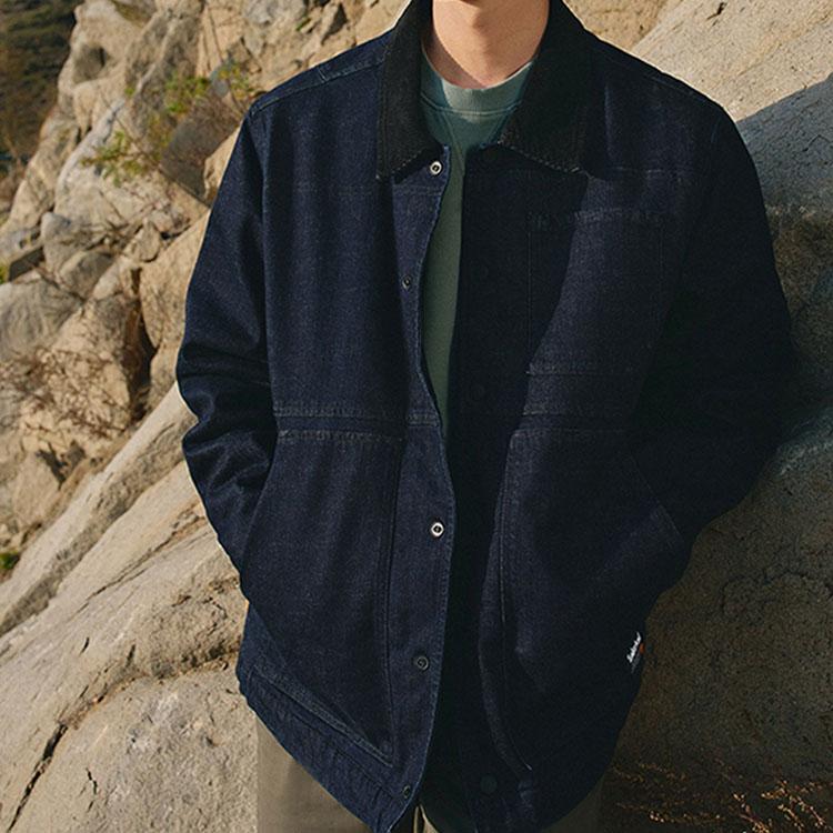 Timberland Rückenprint Elastische Warme Jeansjacke Herrenjacken Stonewashed-Blau A23YG-S83