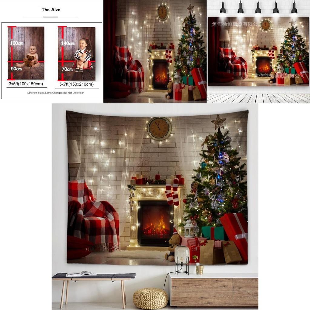 Christmas Fireplace Wall Banner With Durable Polyester Material For Festive Events