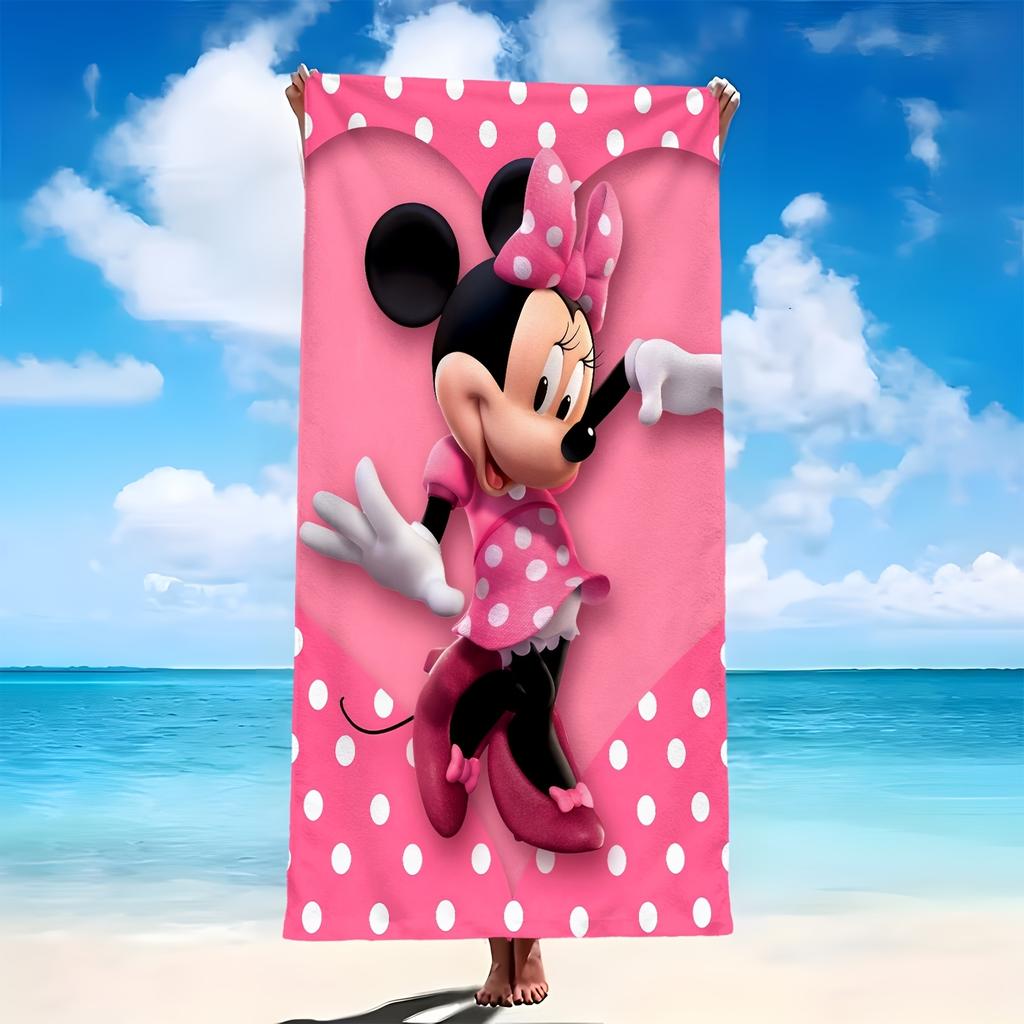 1pc Mickey and Minnie Themed Beach Towel Lightweight Bath Towel Modern Rectangular Towel Ideal for Yoga Travel Swimming