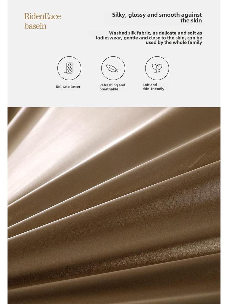 Sommer Nude Vierteiliges Einfarbiges Maulbeerseide Bettwäscheset mit Eis-Seide Bettlaken