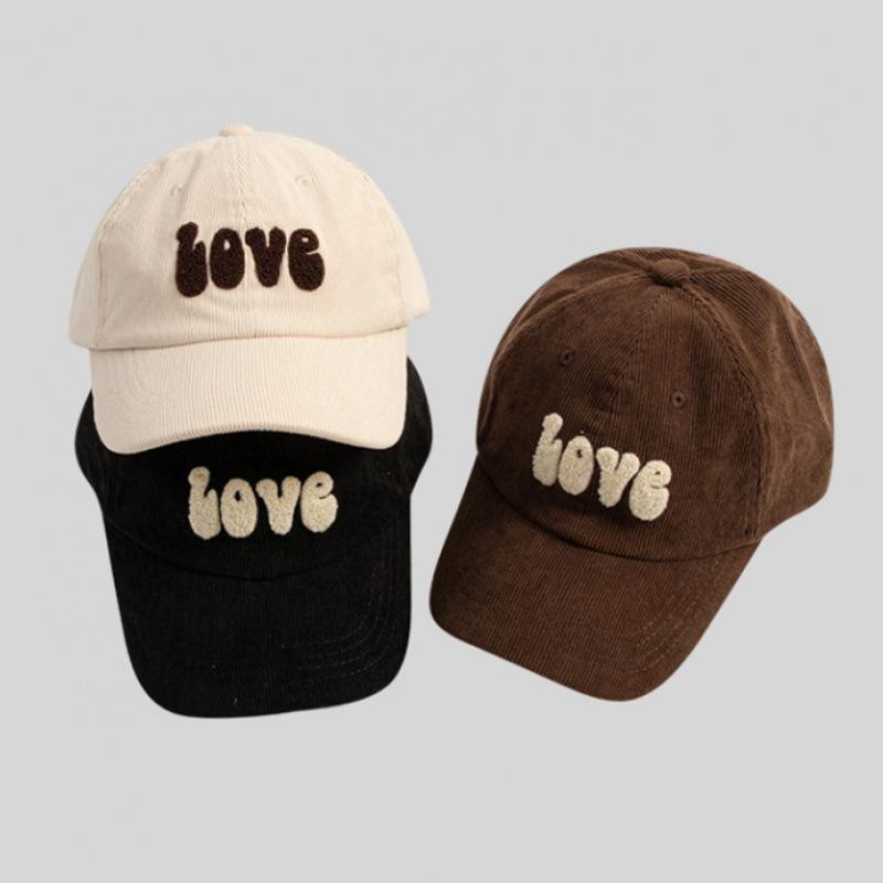 Corduroy Baseball Cap Retro Casual Versatile Wide Brim Cap Women'S Autumn And Winter Plush Mark Face Small Hat