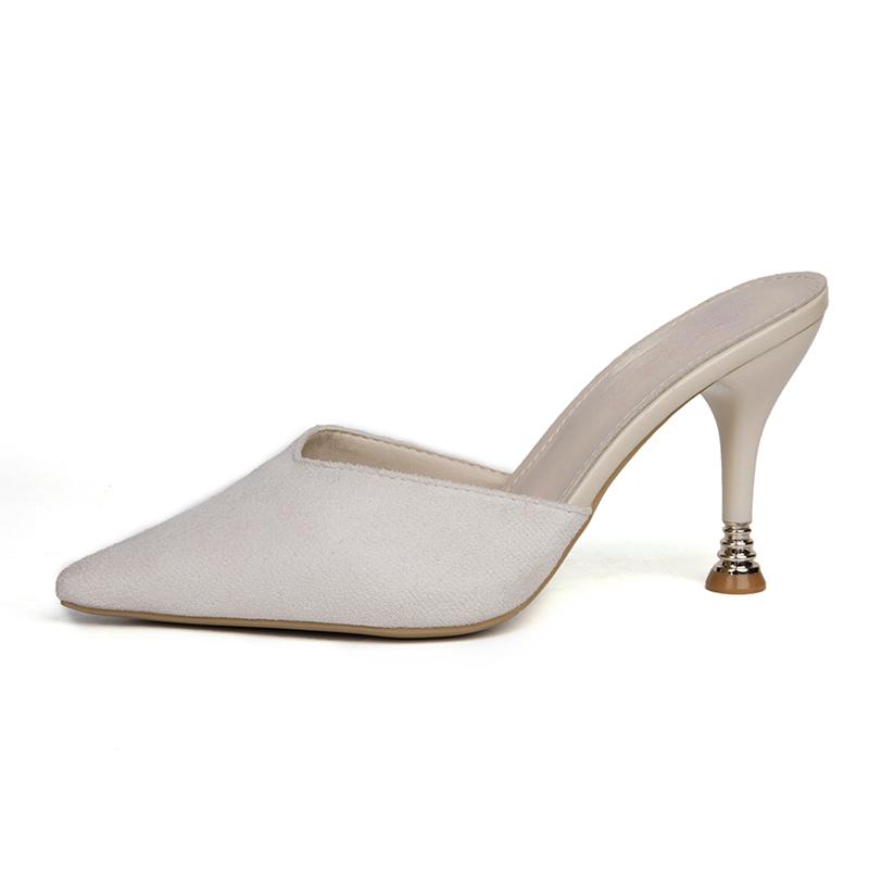 Mote 2024 Vår- og høstsesong Nytt ensfarget lærhodebånd Yttertøy Halvtøfler Dames Komfortable Enkelsko