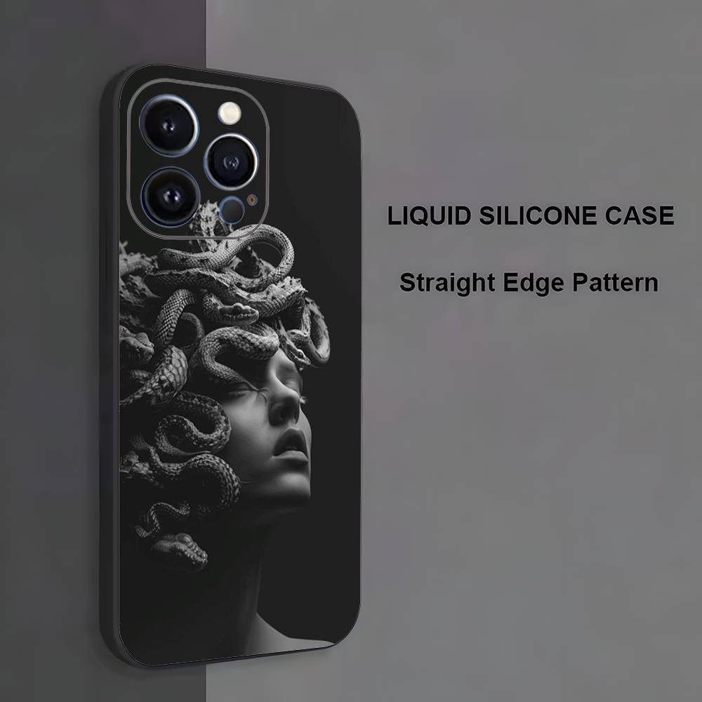 

Medusa Greek Mythology Look At Me Phone Case iPhone 17,16,15,14,13,12,11 ,Pro Max,XS,X,XR,SE,Mini,8,7,Soft Silicone Black Cover iPhone15