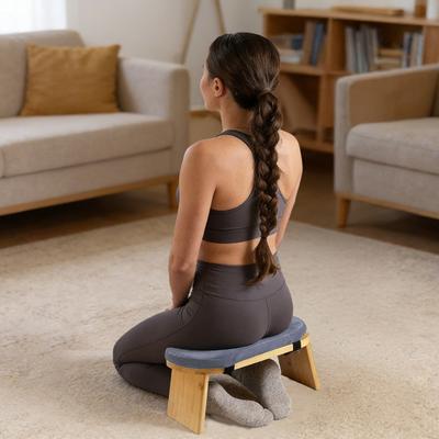 Drevená meditačná lavica Ergonomická skladacia meditačná stolička s vankúšom Odolná prenosná kľačiaca stolička na Seiza modlitbu a jogu