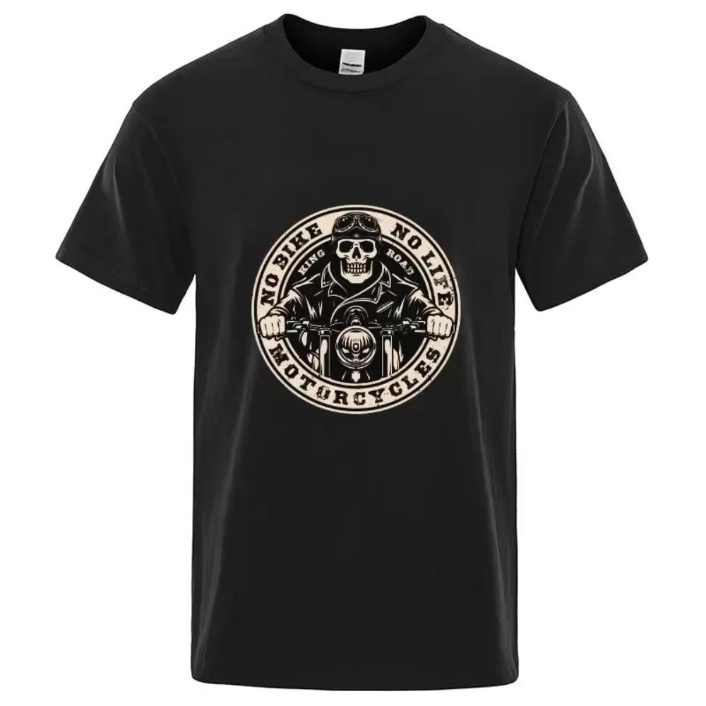 Short Sleeve  T-shirt Motorcycle Addict Piston Skull T Shirt Men's Hip Hop Shirt Cool Tee Harajuku Streetwear Fashion 2024