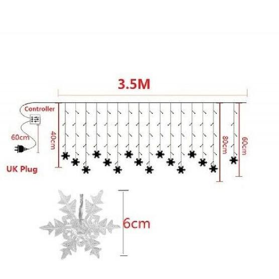 Christmas Decorative Wedding String Fairy Curtain Garlands Strip Party Lights(16 Snowflake String) For Home Outdoor Holiday Decoration