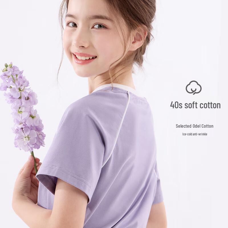 Duomiaowu Girls' Summer Thin Short-Sleeve T-Shirt